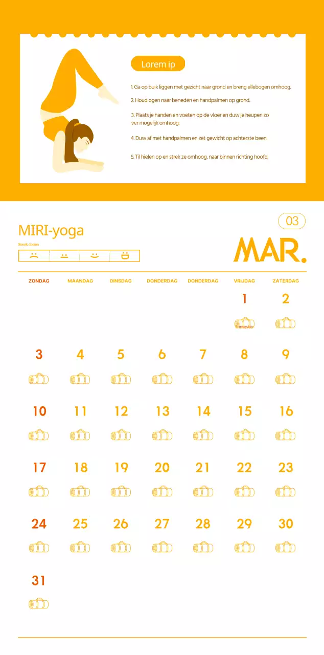 Oranje kalenders om weg te geven als je je yogastudio promoot