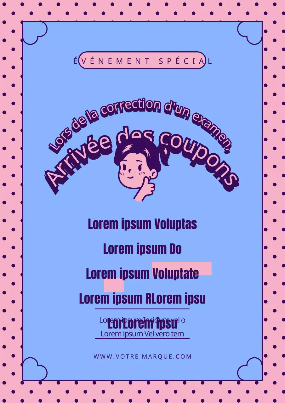 Faites la promotion de l'événement de votre marque avec l'illustration d'une jolie fille rose et bleue.