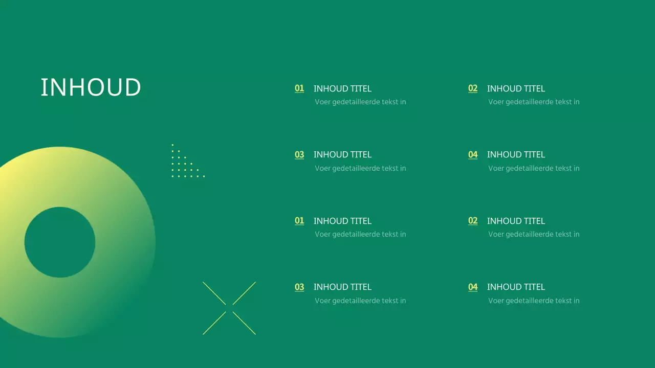 Eenvoudige zakelijke projectpresentatie met groene cirkelpunten