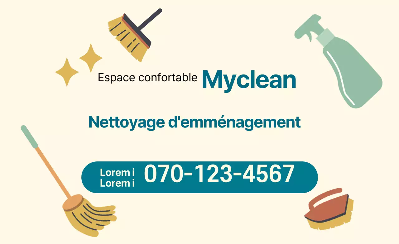 Illustration bleue et jaune promouvant un service de nettoyage d'emménagement bien rangé