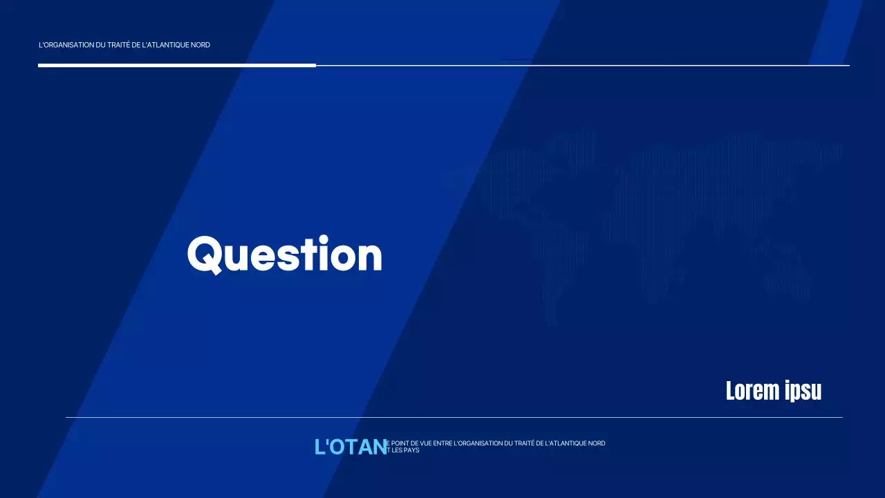 Présentation simple de l'Organisation du traité de l'Atlantique Nord en bleu