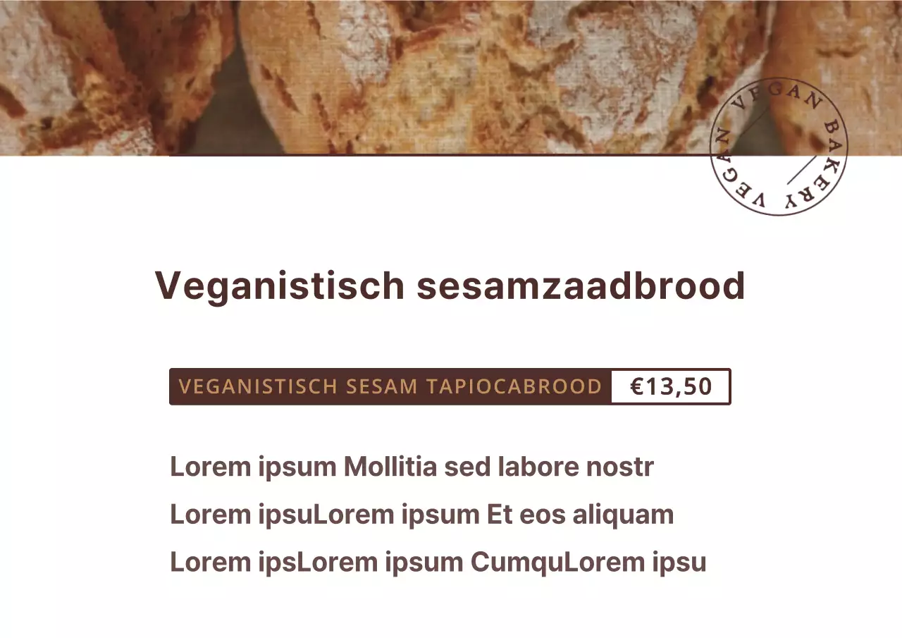 Bruin, eenvoudige tekst lay-outstijl Brood Informatie