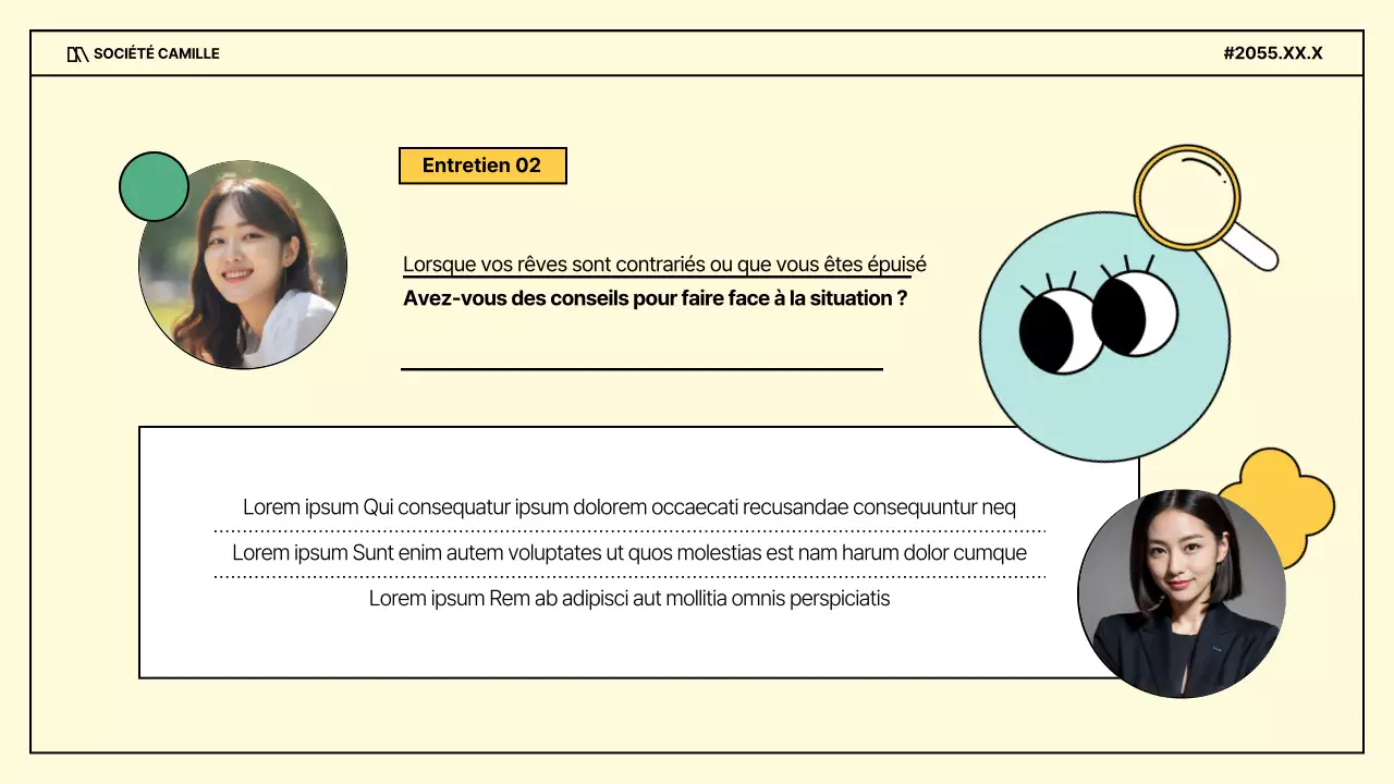 Un entretien d'affaires kitsch en violet et jaune