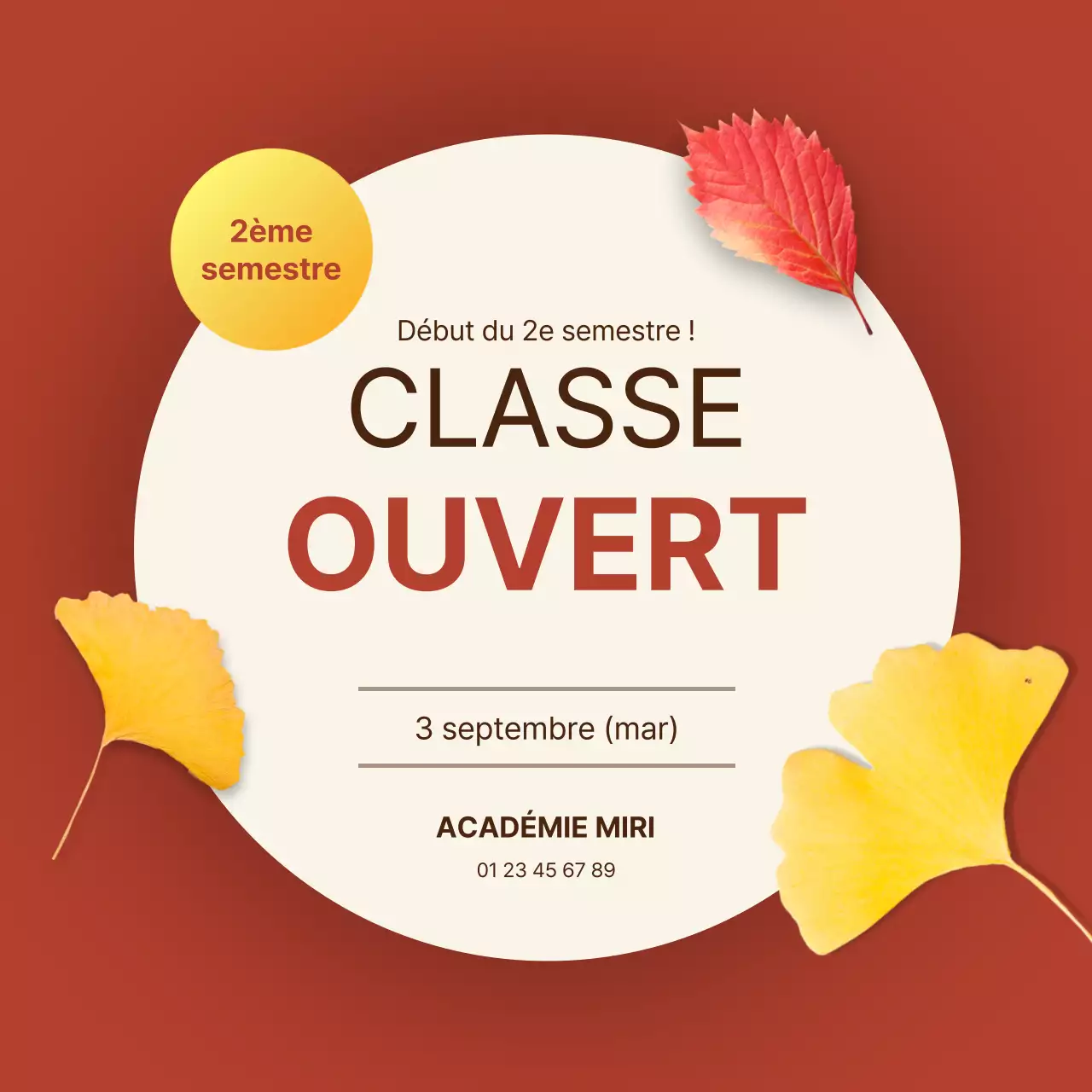 Début du trimestre d'automne