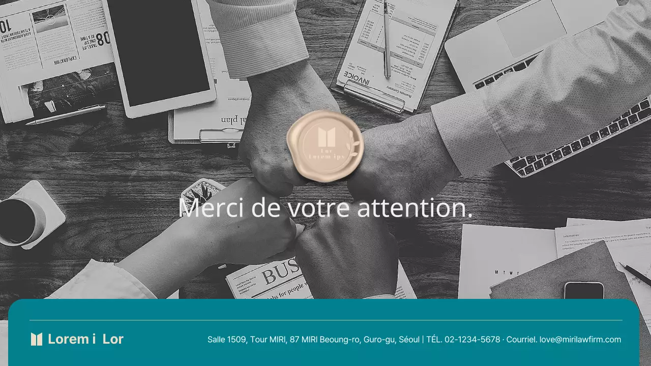 Proposition de cabinet d'avocats avec un thème simple de couleur turquoise