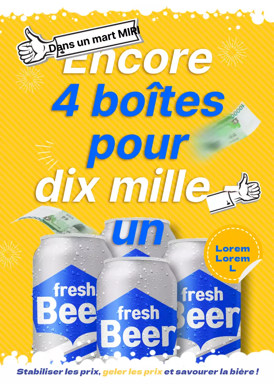 Une page événementielle jaune et blanche rafraîchissante pour la publicité de la bière