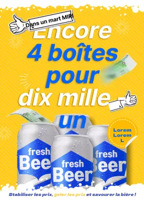 Une page événementielle jaune et blanche rafraîchissante pour la publicité de la bière