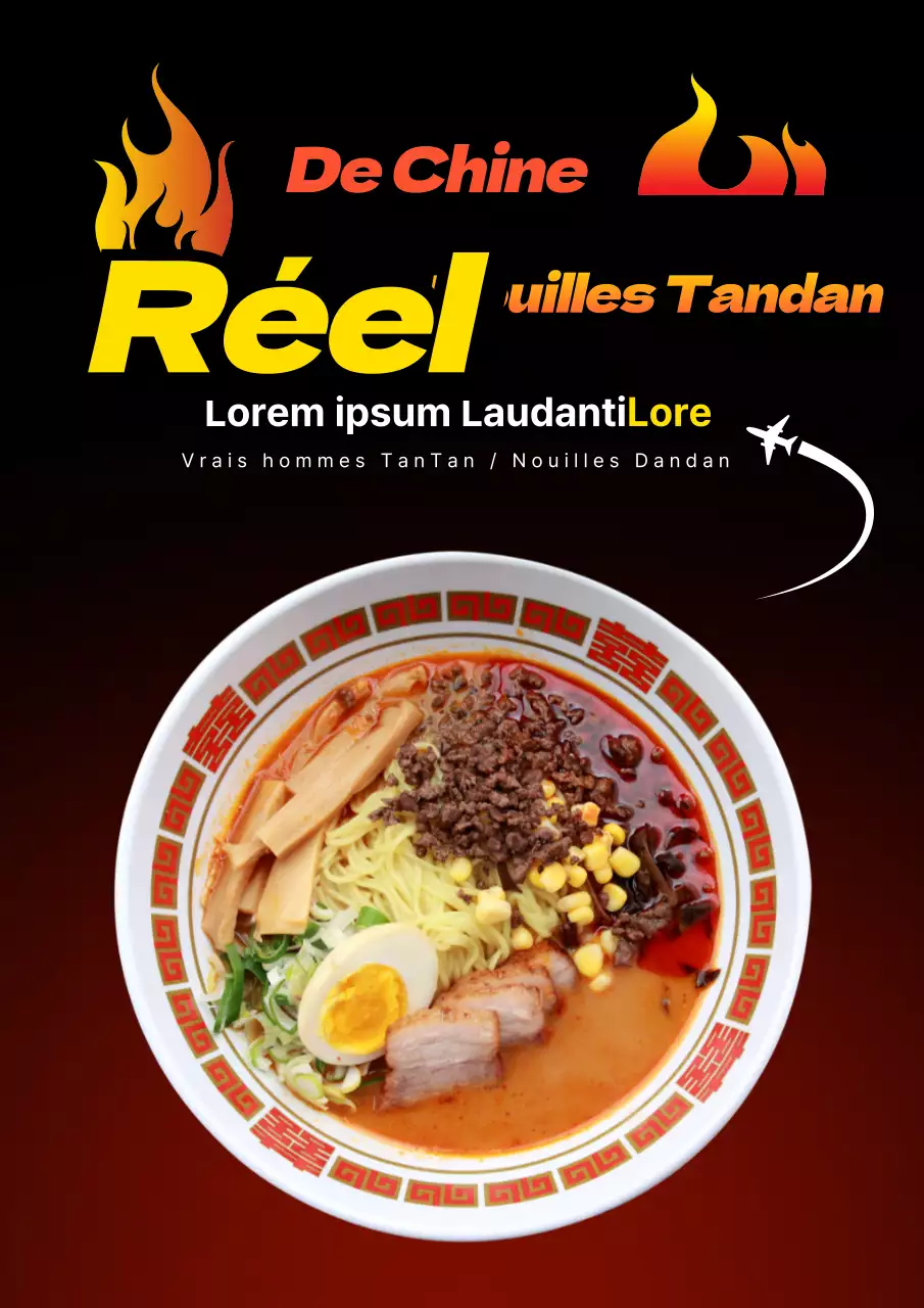 Un dégradé rouge-noir intense de ramen épicés pour promouvoir le nouveau menu