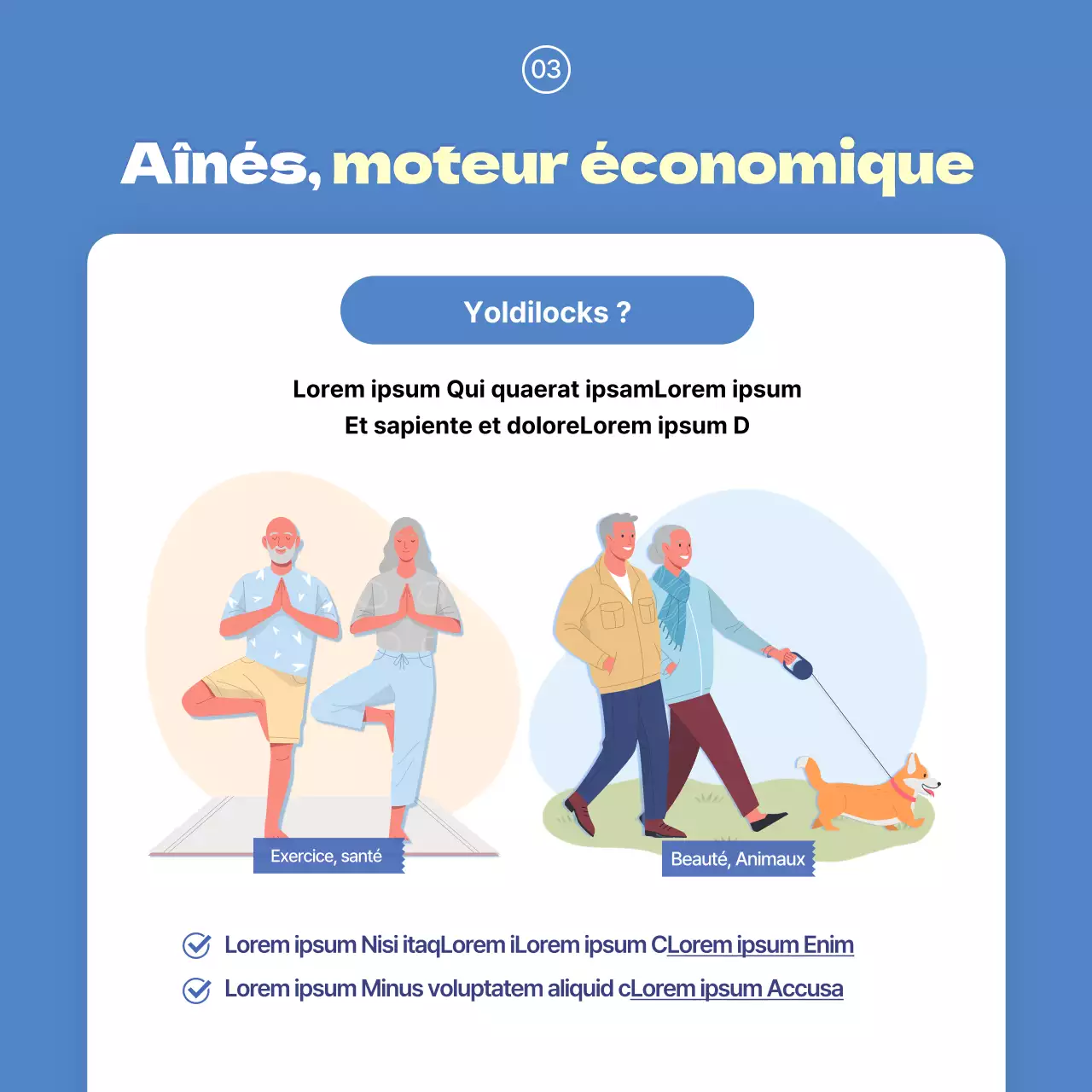 Une carte illustrée épurée sur fond bleu et bleu clair pour communiquer des informations à la jeune génération.