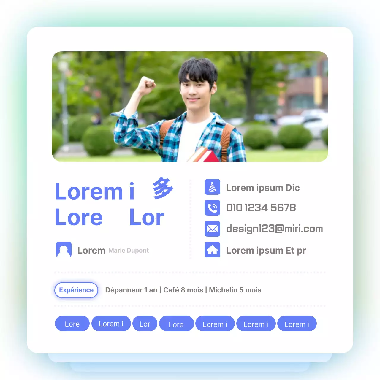 C.V. simple d'un emploi à temps partiel avec un concept d'interface utilisateur en dégradé