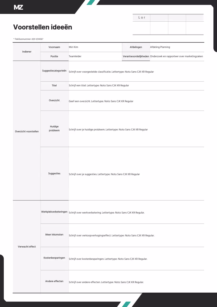 Een strak, diagonaal concept in zwart en mint.