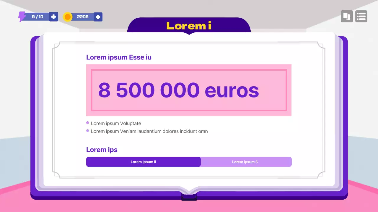 Proposition de concept de jeu scolaire en violet