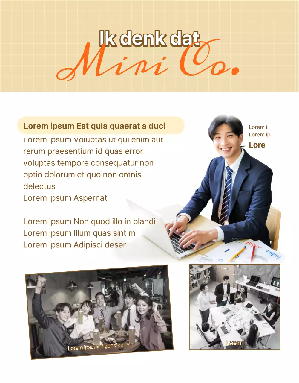 Een sollicitatiegesprek met rustgevende beige en oranje kleuren