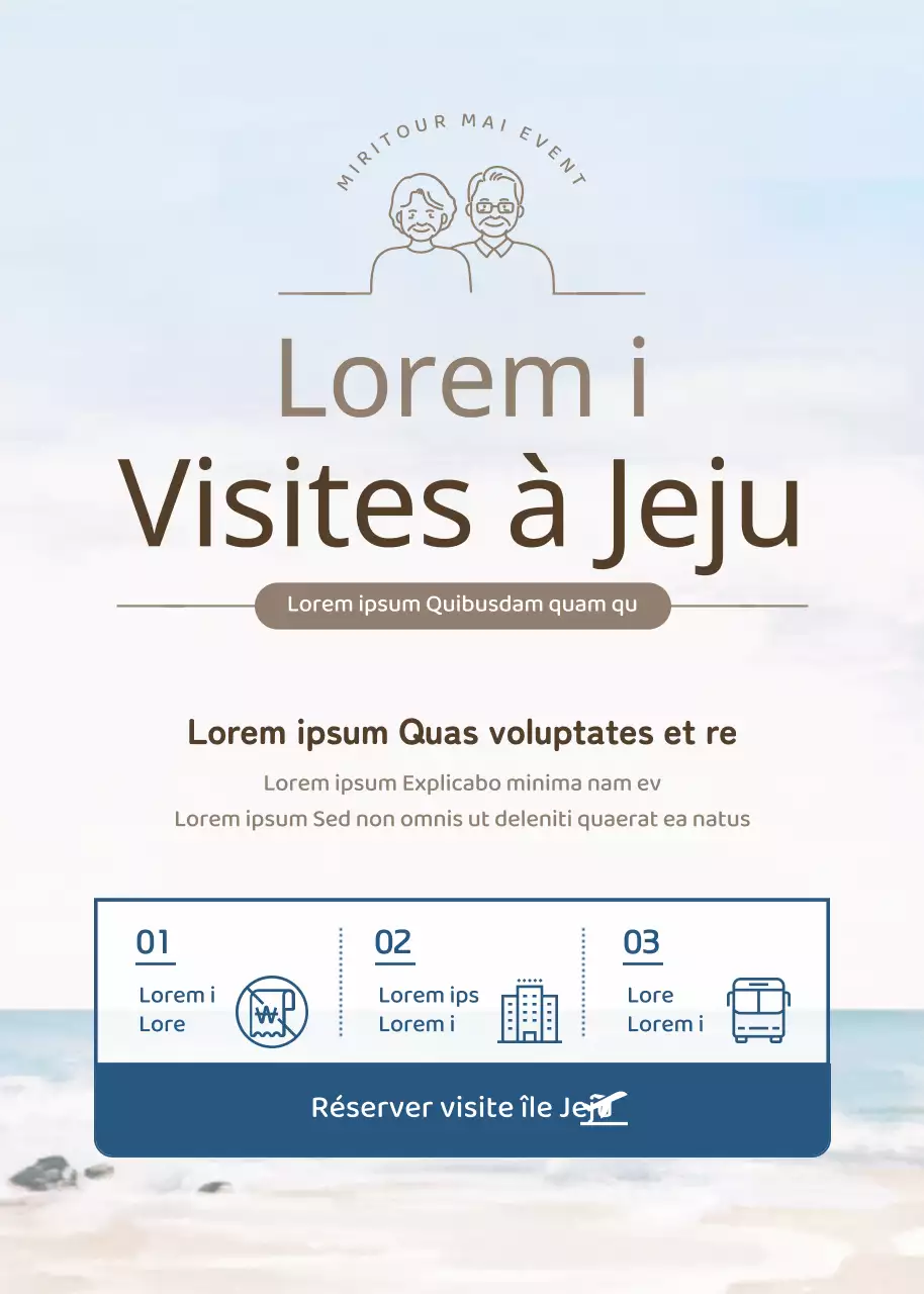 Thème touristique de piété filiale, bleu clair et marron, au concept épuré