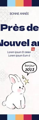 Illustration en couleurs primaires, vœux traditionnels du Nouvel An