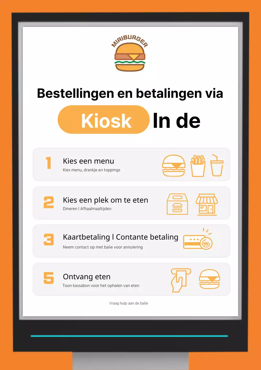 Oranje Schattige Geïllustreerde Winkel Kiosk Poster