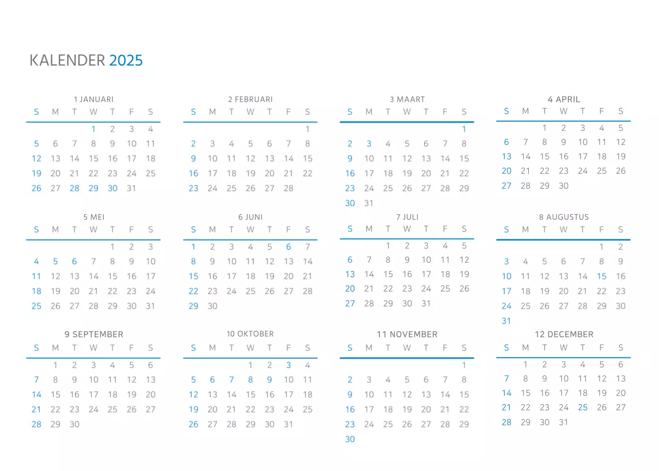 Witte en eenvoudige bureaukalender