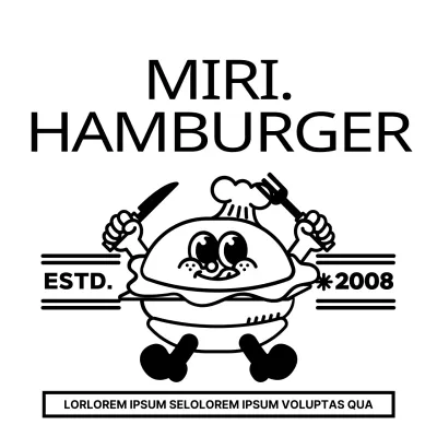 Promoot en informeer je hamburgertent met een schattig en hip hamburger karakterillustratie logo