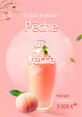Promouvoir un menu unique dans un café avec une photo d'une boisson à la pêche rose
