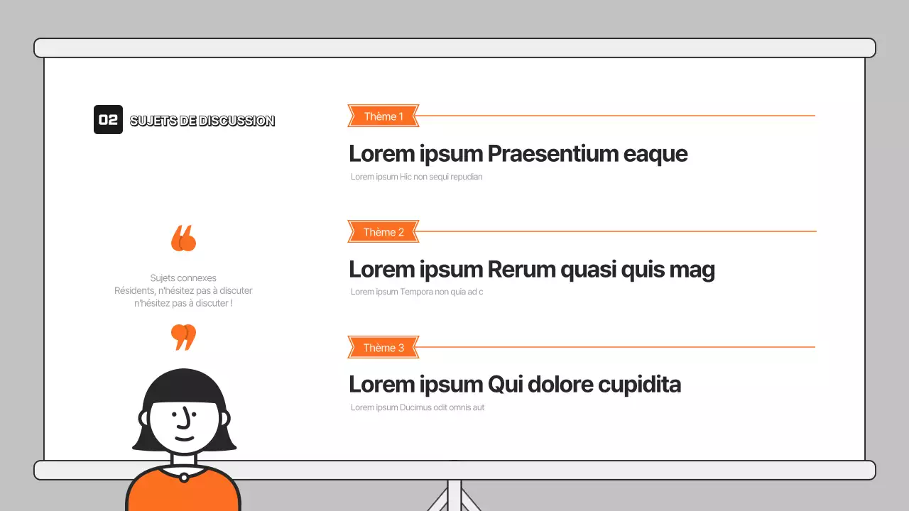 Présentation de la discussion avec illustration orange
