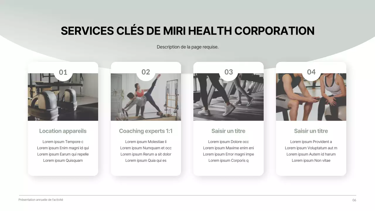 Rapport d'activité d'une entreprise de santé, calme et propre, dans des tons vert foncé