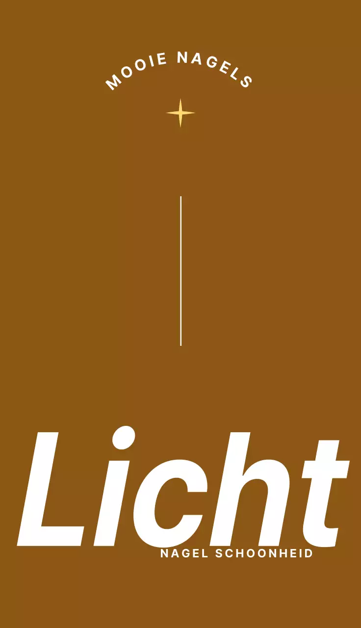 Een eenvoudig, sentimenteel ontwerp in bruin en wit met informatie over de openingstijden en locatie van de nail art-winkel.