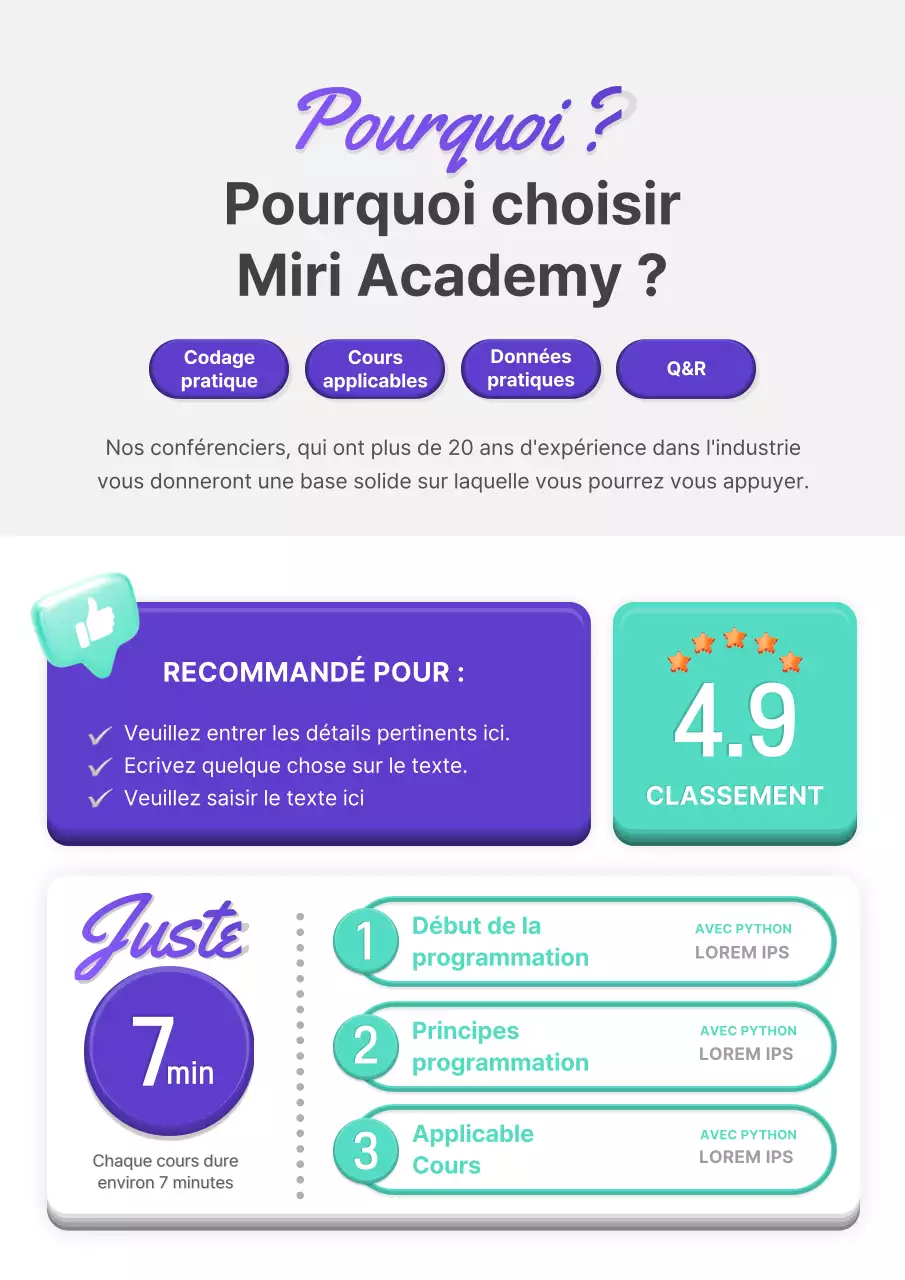 Promouvoir les cours de programmation en violet et menthe