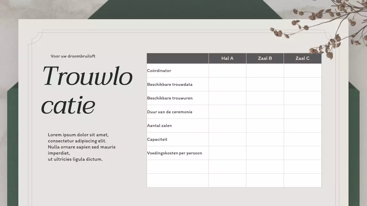 Bruiloft plannen met een groen uitnodigingsconcept