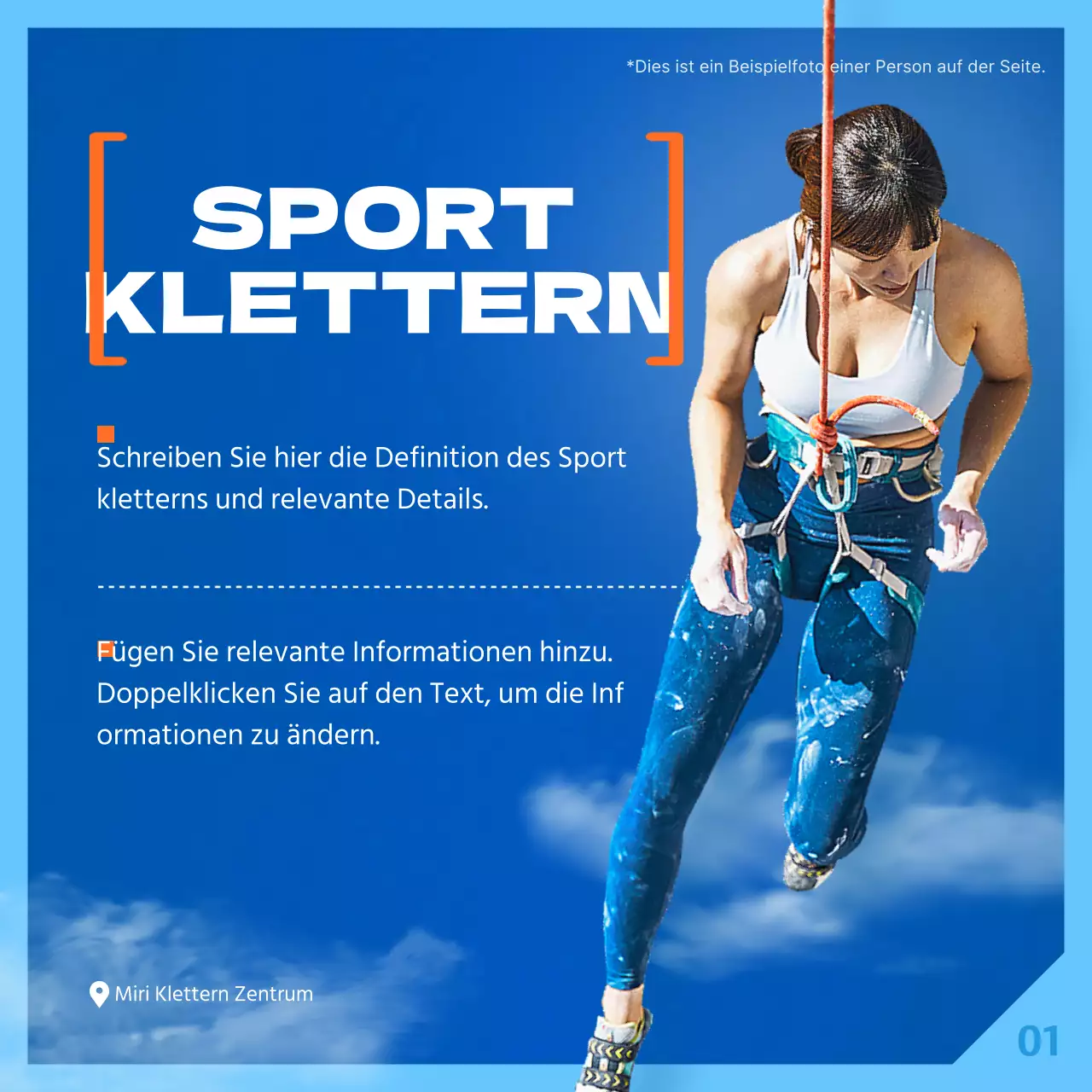 Über das Konzept des blauen und orangen Himmels klettern