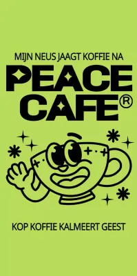 Leuke en hippe koffiemok in limoengroen en zwarte karakterstijl voor café merchandise