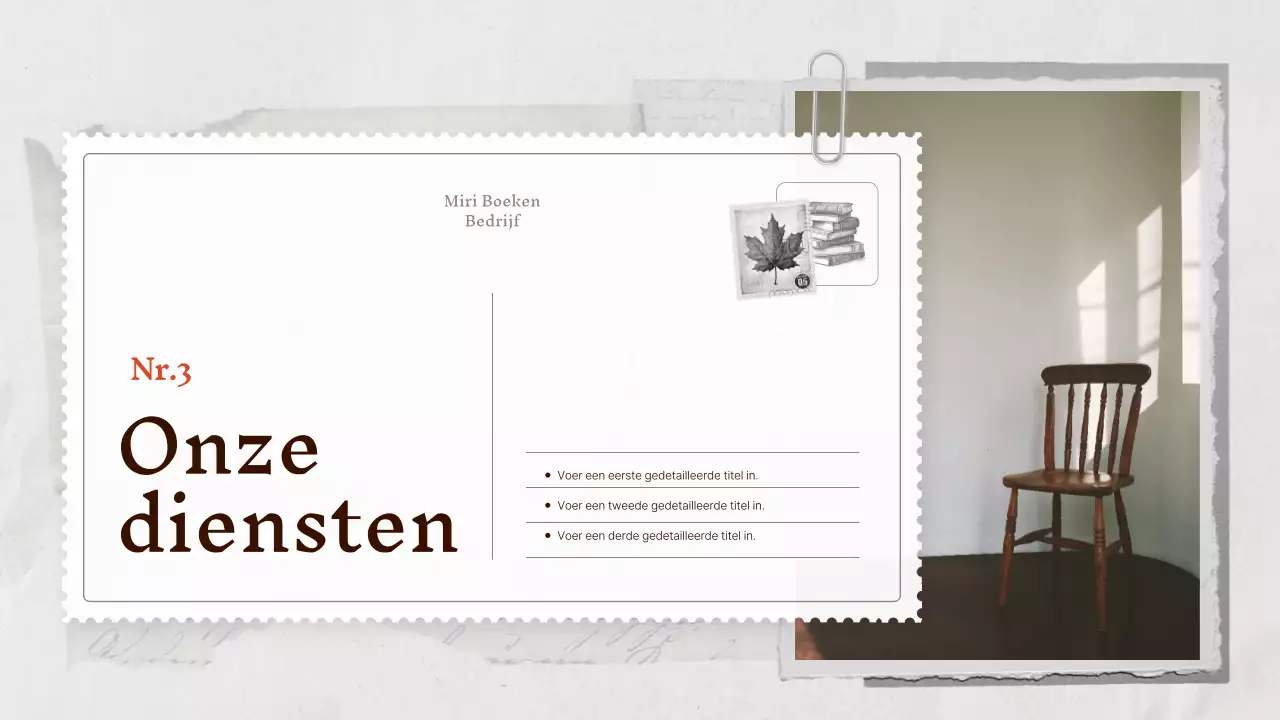 Een vintage bedrijfsprofiel in beige en grijs