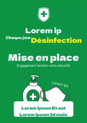 Un simple dépliant vert et blanc sur la désinfection des magasins