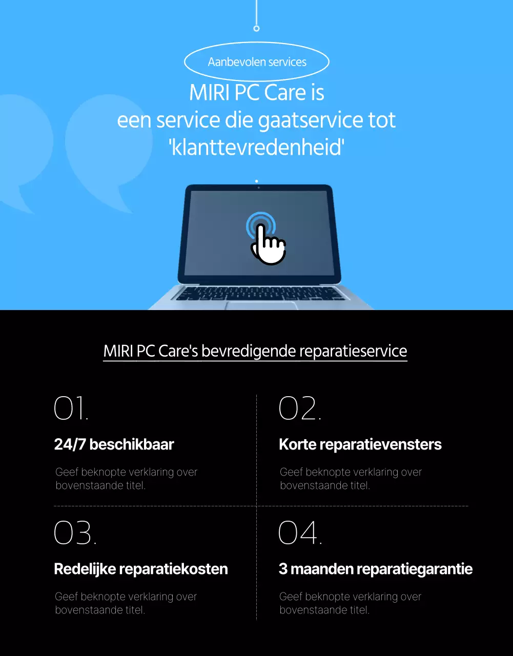 Promoot je productreparatiecentra en diensten met een strakke, blauwe look