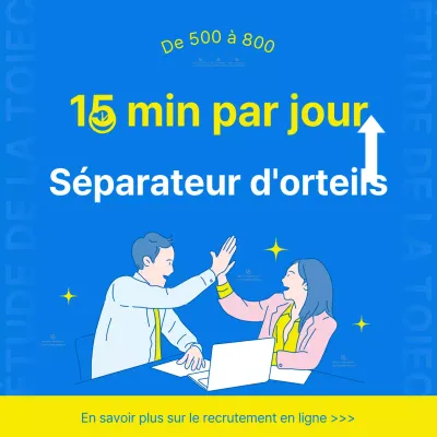 Étude TOEIC Contenu promotionnel dans des tons simples de bleu et de jaune
