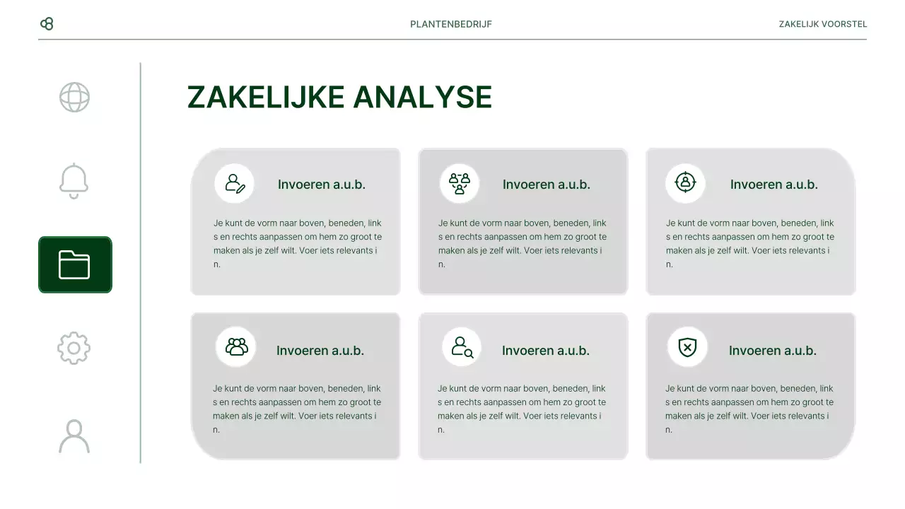 Zakelijk zakelijk voorstel in wit en groen natuurlijk bladconcept