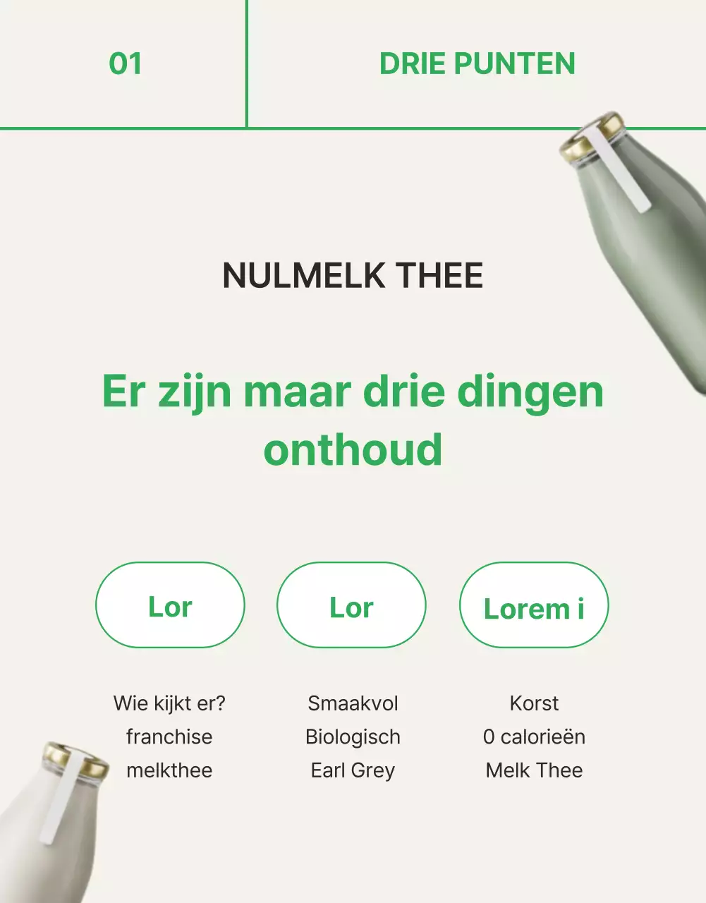 Bevorder groene, eenvoudige nul-melk thee