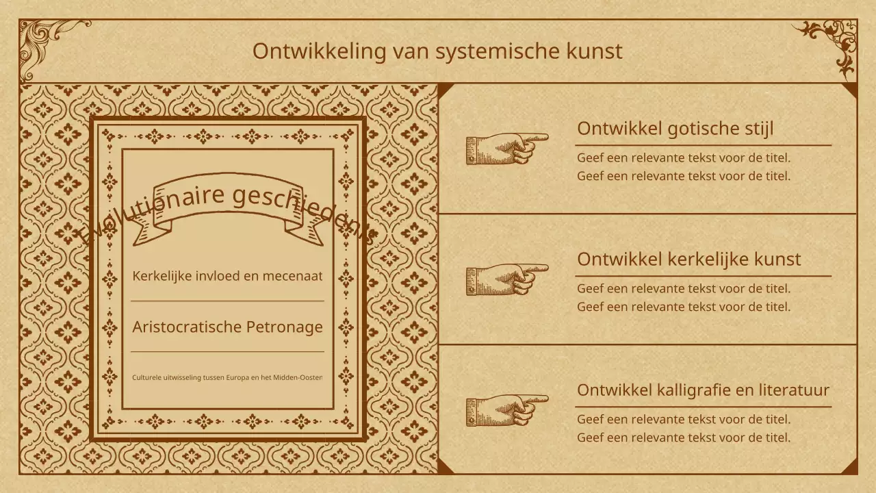 Middeleeuwse kunst in beige en bruin Presentatie