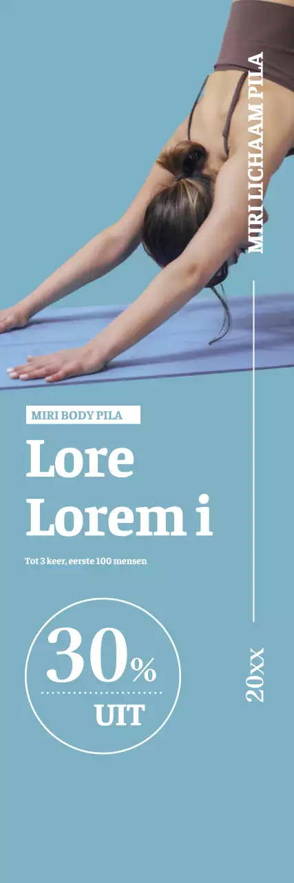 Een banner voor een emotioneel Pilates Open evenement.