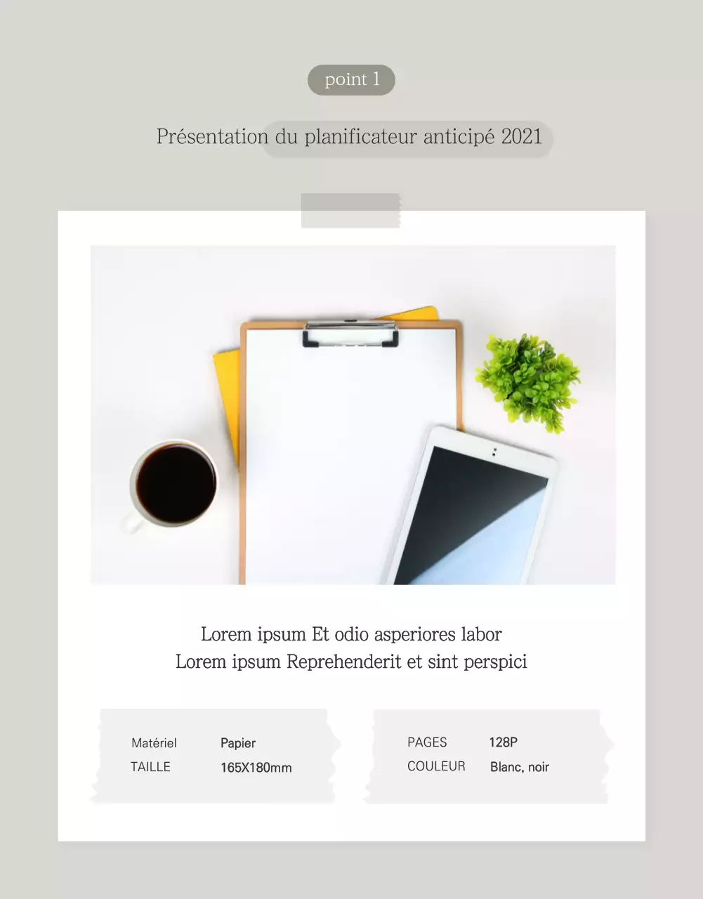 Vendre un planificateur conceptuel simple en gris et blanc