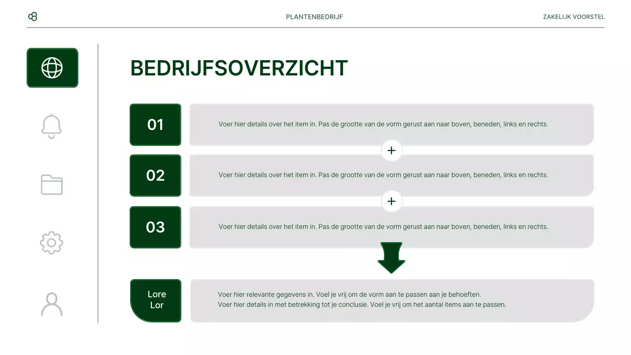 Zakelijk zakelijk voorstel in wit en groen natuurlijk bladconcept