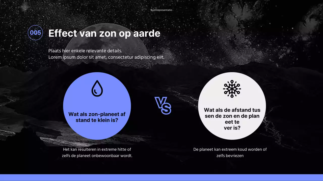 Introductie van een emotioneel schoon universum in zwart en paars