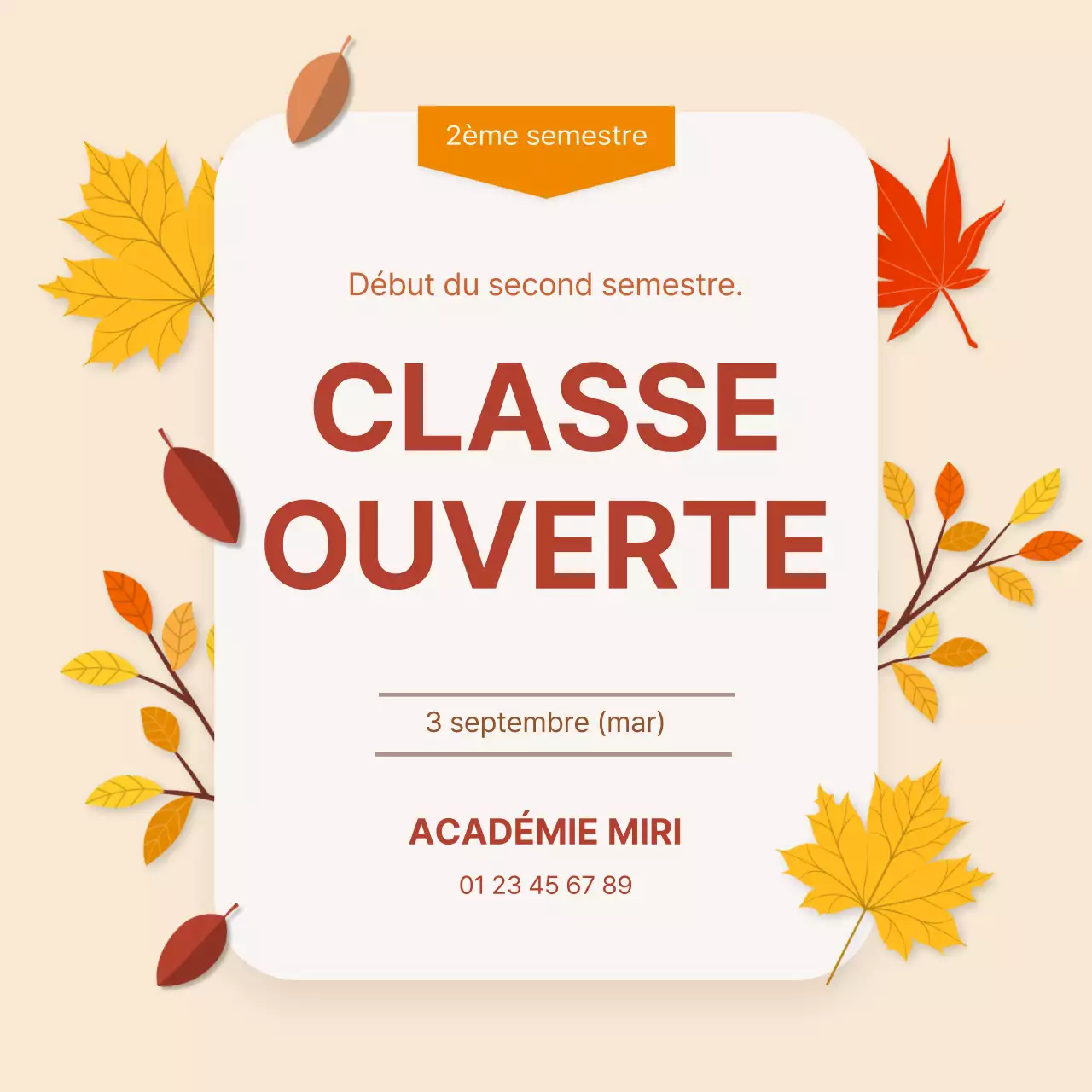 Début du trimestre d'automne