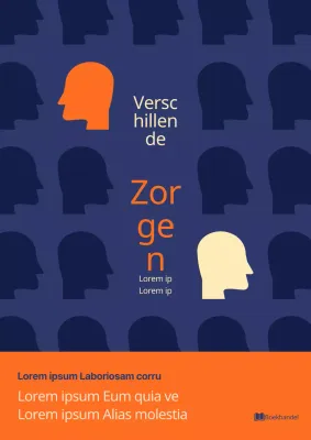 Illustratie van een menselijk gezicht in marineblauw en oranje Zelfhulpboek