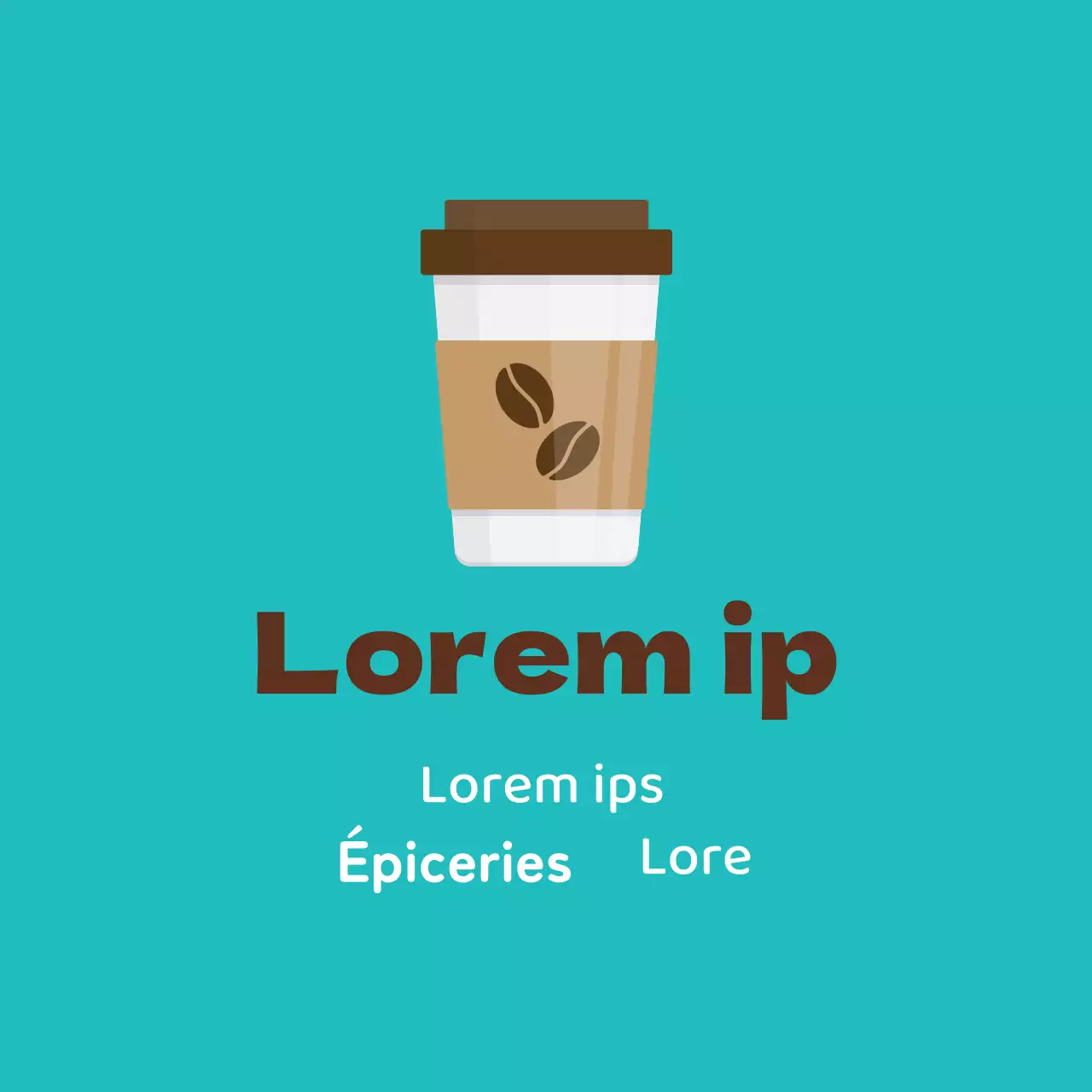 Étiquette d'emballage de café illustrée brun menthe