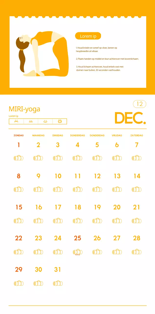 Oranje kalenders om weg te geven als je je yogastudio promoot