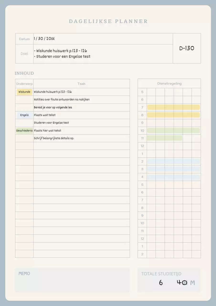Een leuke, pastelkleurige dagplanner