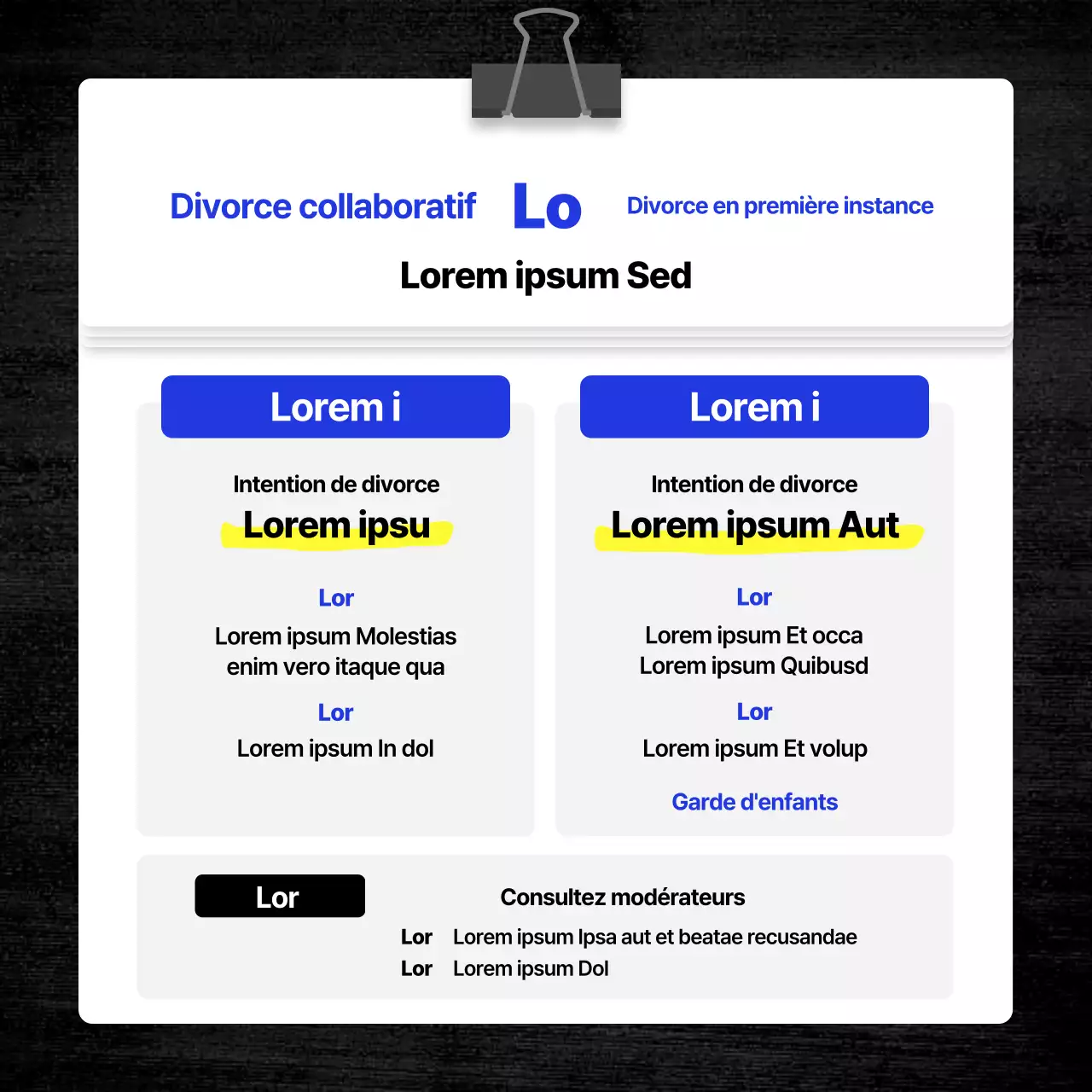 Guide de consultation d'un avocat avec un simple thème de livre bleu