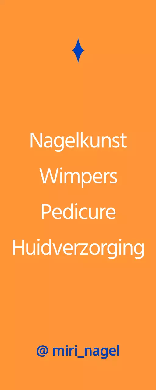 Nette nail art shop promotie met blauwe en oranje tekst