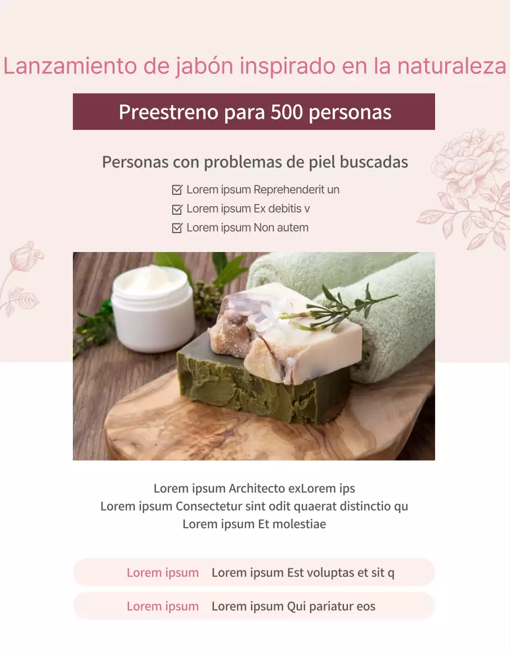 Jabón natural limpiador mineral rosa claro