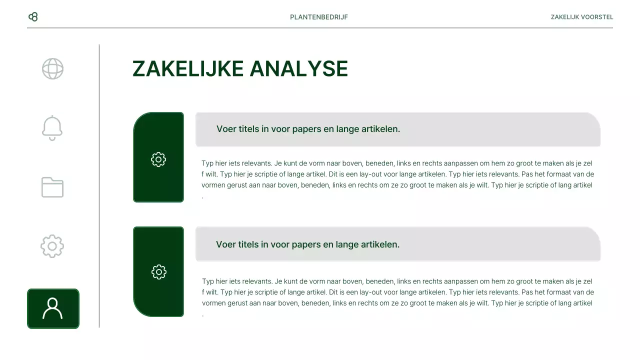 Zakelijk zakelijk voorstel in wit en groen natuurlijk bladconcept